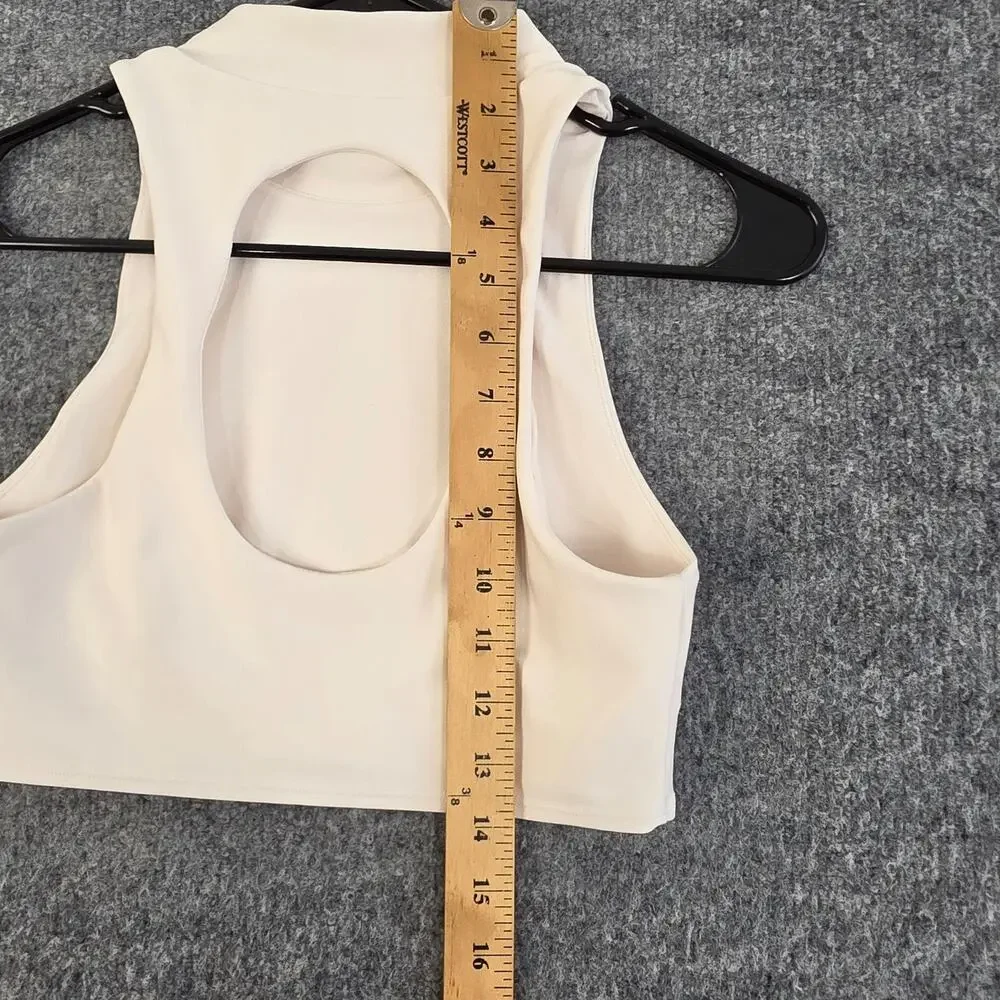 Alo Yoga Sports Bra Women Small High Neck Longline White Racerback Yoga Pilate